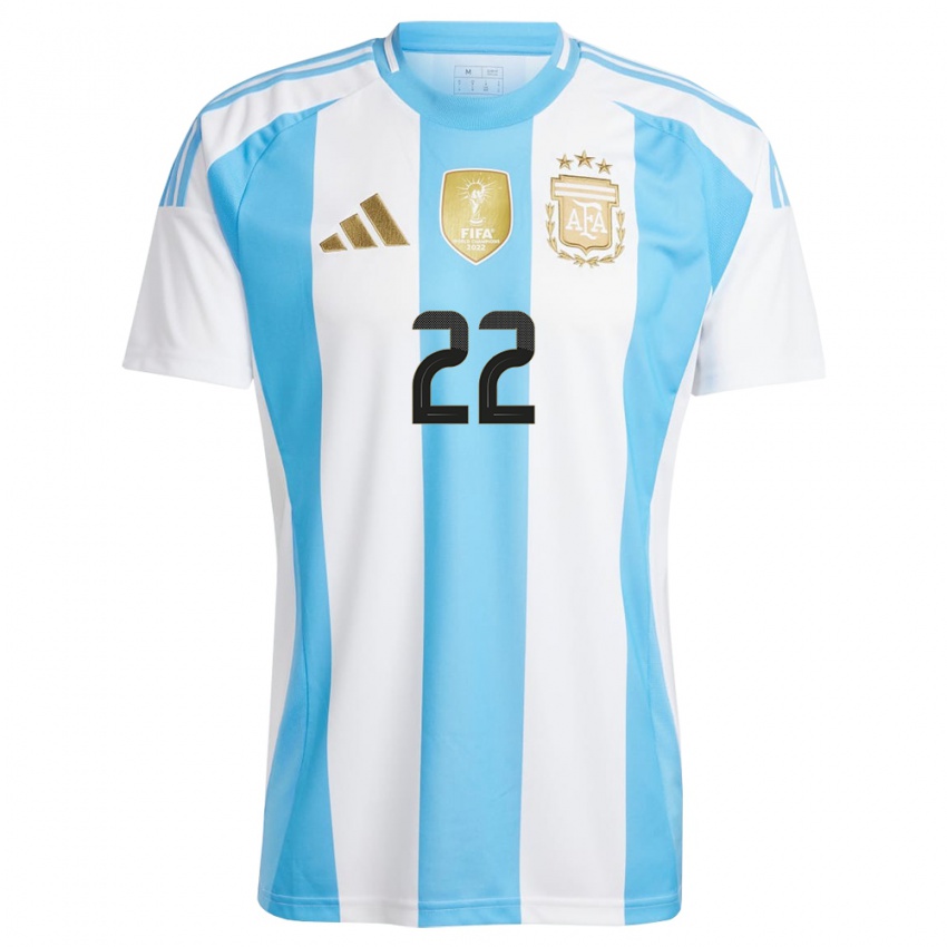 Niño Camiseta Argentina Joaquin Blazquez #22 Blanco Azul 1ª Equipación 24-26 La Camisa Perú