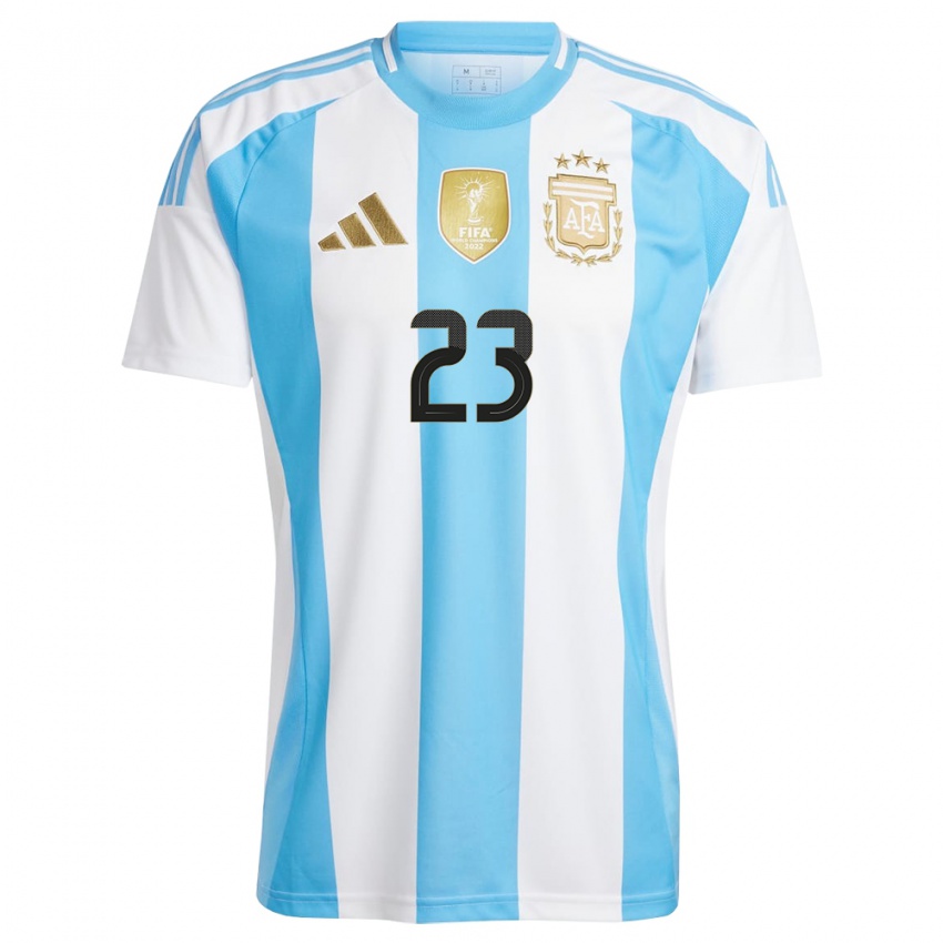 Niño Camiseta Argentina Emiliano Martinez #23 Blanco Azul 1ª Equipación 24-26 La Camisa Perú