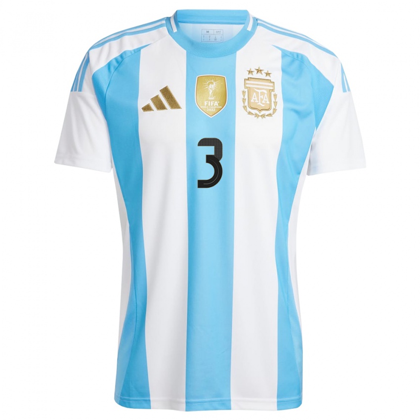 Niño Camiseta Argentina Nicolas Tagliafico #3 Blanco Azul 1ª Equipación 24-26 La Camisa Perú