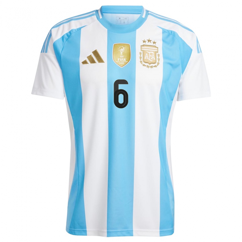 Niño Camiseta Argentina Leonel Mosevich #6 Blanco Azul 1ª Equipación 24-26 La Camisa Perú