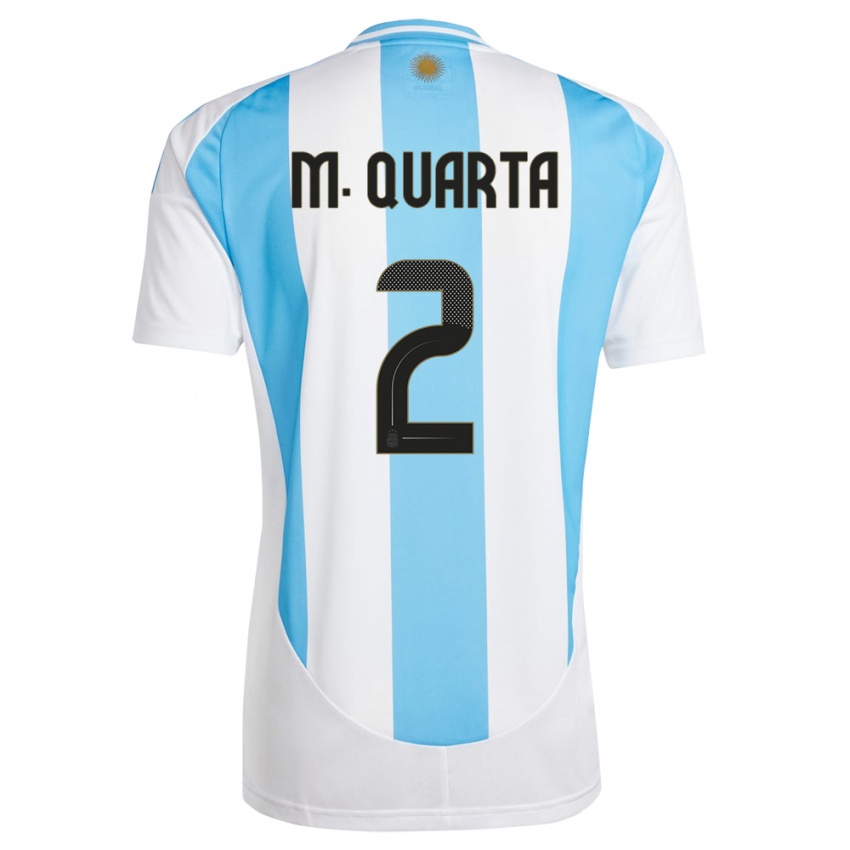 Niño Camiseta Argentina Lucas Martinez Quarta #2 Blanco Azul 1ª Equipación 24-26 La Camisa Perú