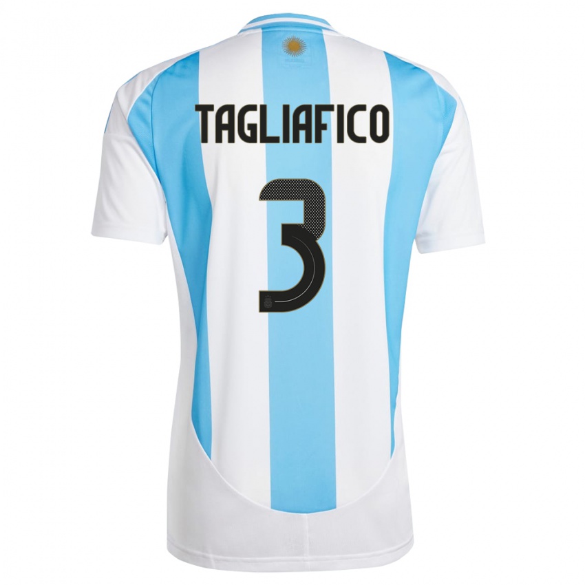 Niño Camiseta Argentina Nicolas Tagliafico #3 Blanco Azul 1ª Equipación 24-26 La Camisa Perú