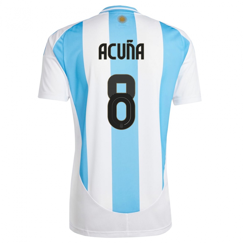 Niño Camiseta Argentina Marcos Acuna #8 Blanco Azul 1ª Equipación 24-26 La Camisa Perú