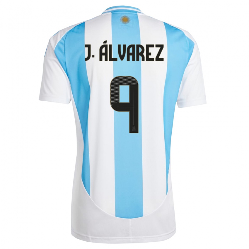 Niño Camiseta Argentina Julian Alvarez #9 Blanco Azul 1ª Equipación 24-26 La Camisa Perú