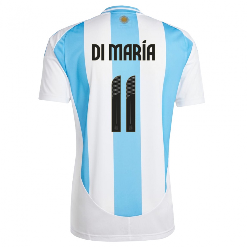 Niño Camiseta Argentina Angel Di Maria #11 Blanco Azul 1ª Equipación 24-26 La Camisa Perú