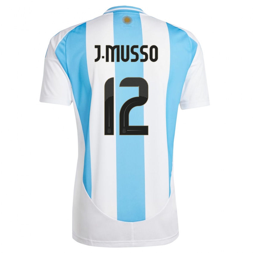 Niño Camiseta Argentina Juan Musso #12 Blanco Azul 1ª Equipación 24-26 La Camisa Perú