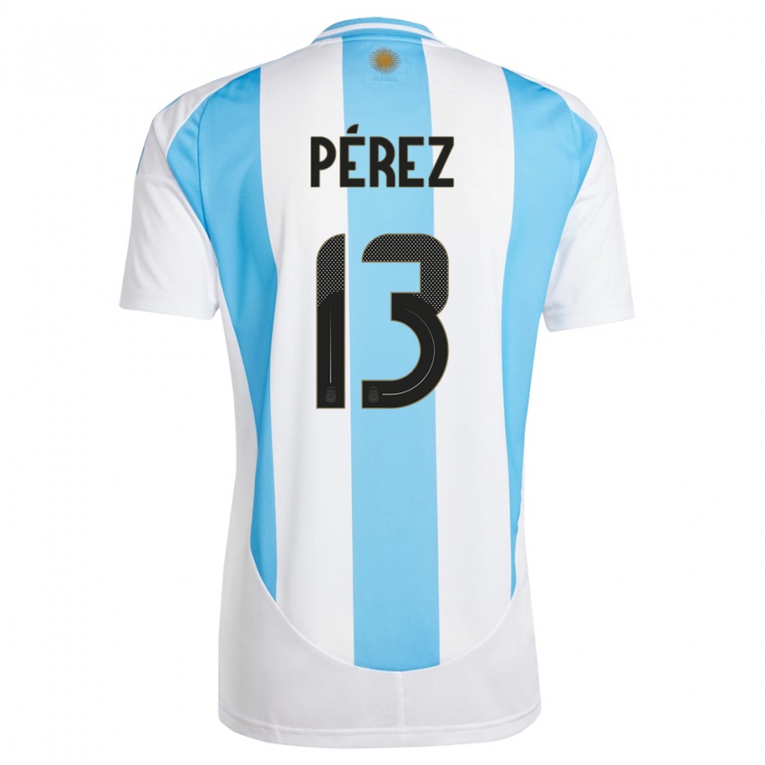 Niño Camiseta Argentina Nehuen Perez #13 Blanco Azul 1ª Equipación 24-26 La Camisa Perú