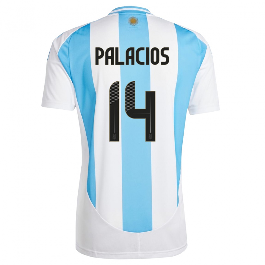 Niño Camiseta Argentina Exequiel Palacios #14 Blanco Azul 1ª Equipación 24-26 La Camisa Perú