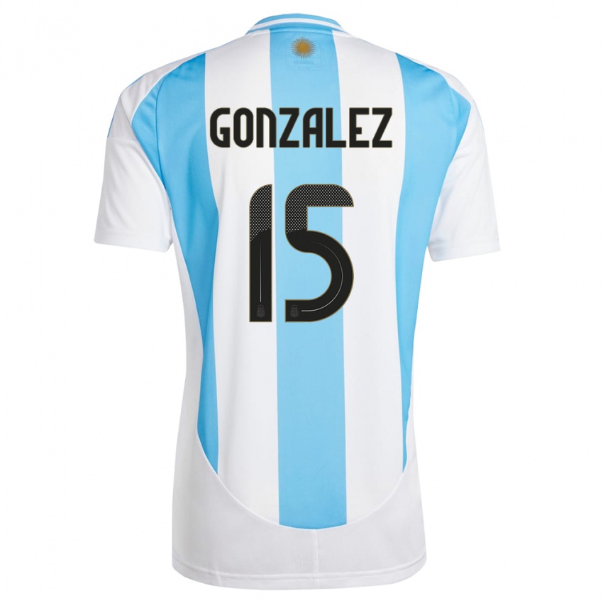 Niño Camiseta Argentina Nicolas Gonzalez #15 Blanco Azul 1ª Equipación 24-26 La Camisa Perú