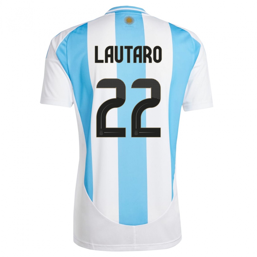 Niño Camiseta Argentina Lautaro Martinez #22 Blanco Azul 1ª Equipación 24-26 La Camisa Perú