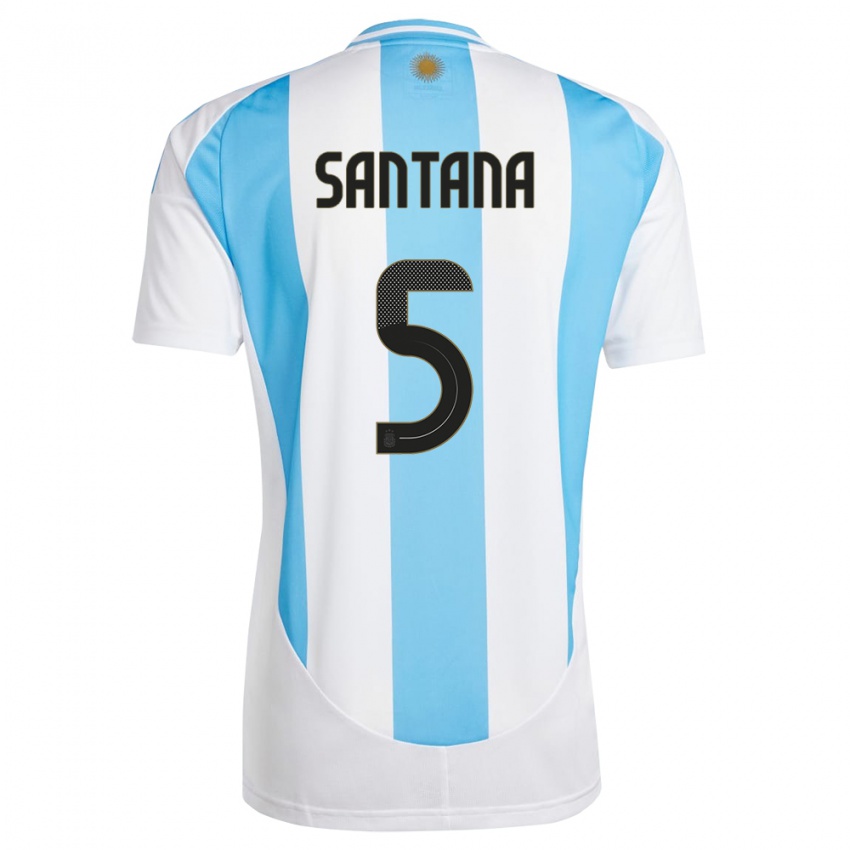 Niño Camiseta Argentina Vanesa Santana #5 Blanco Azul 1ª Equipación 24-26 La Camisa Perú