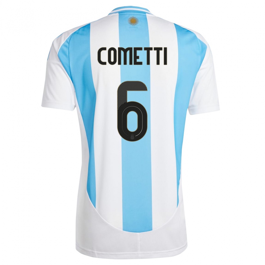 Niño Camiseta Argentina Aldana Cometti #6 Blanco Azul 1ª Equipación 24-26 La Camisa Perú