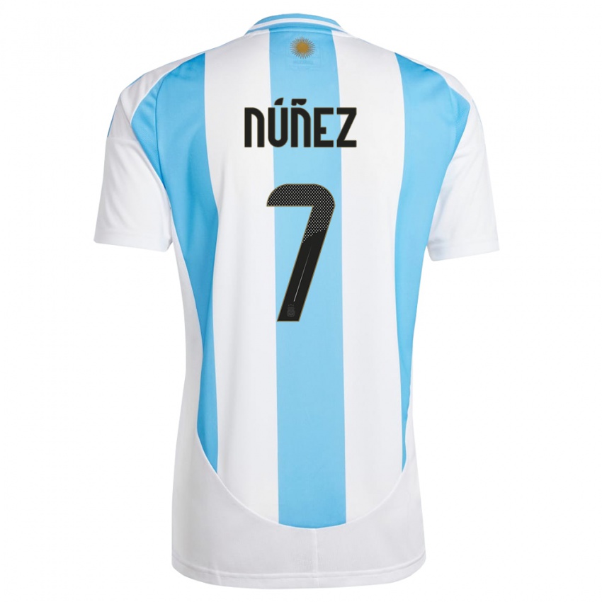 Niño Camiseta Argentina Romina Nunez #7 Blanco Azul 1ª Equipación 24-26 La Camisa Perú