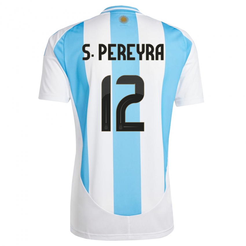 Niño Camiseta Argentina Solana Pereyra #12 Blanco Azul 1ª Equipación 24-26 La Camisa Perú