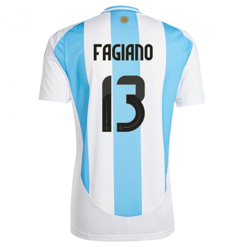 Niño Camiseta Argentina Paloma Fagiano #13 Blanco Azul 1ª Equipación 24-26 La Camisa Perú