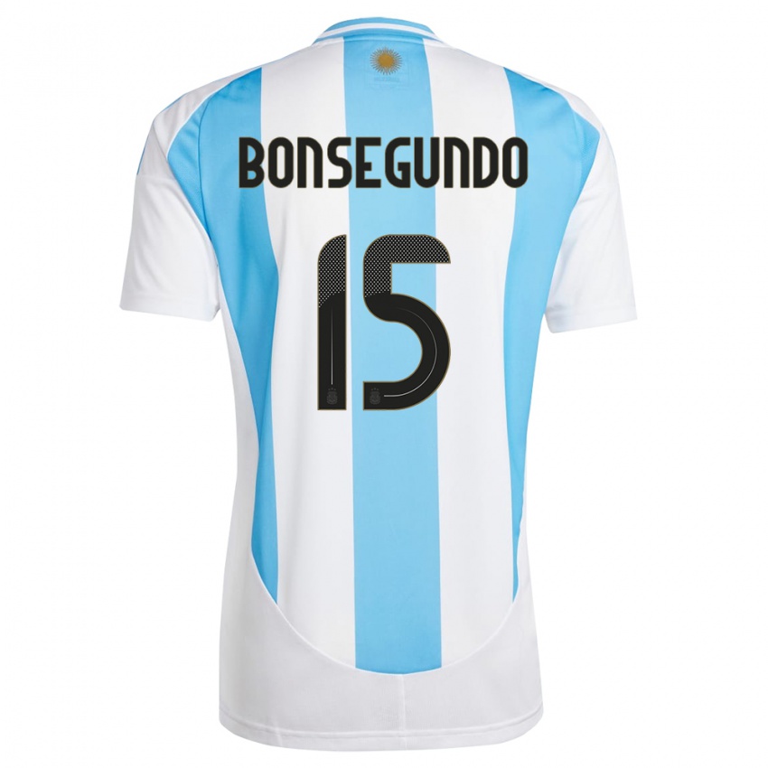 Niño Camiseta Argentina Florencia Bonsegundo #15 Blanco Azul 1ª Equipación 24-26 La Camisa Perú