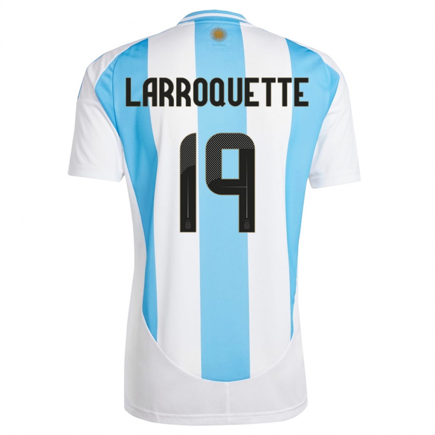 Niño Camiseta Argentina Mariana Larroquette #19 Blanco Azul 1ª Equipación 24-26 La Camisa Perú