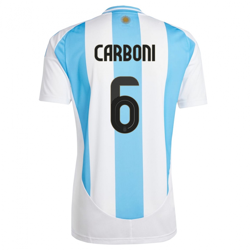 Niño Camiseta Argentina Franco Carboni #6 Blanco Azul 1ª Equipación 24-26 La Camisa Perú