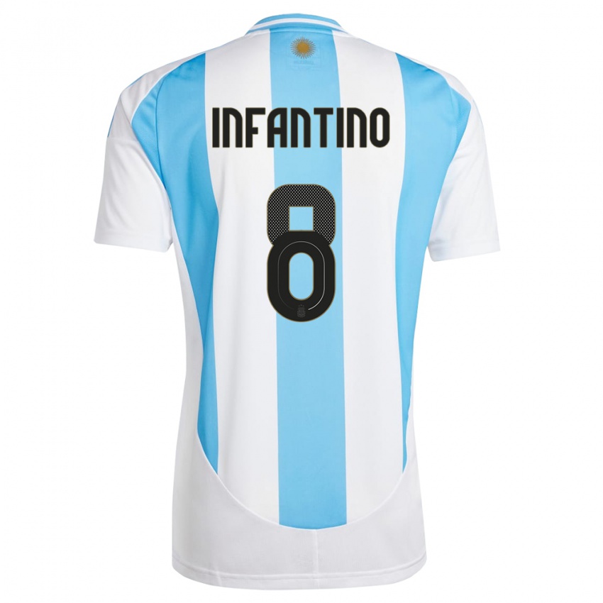 Niño Camiseta Argentina Gino Infantino #8 Blanco Azul 1ª Equipación 24-26 La Camisa Perú