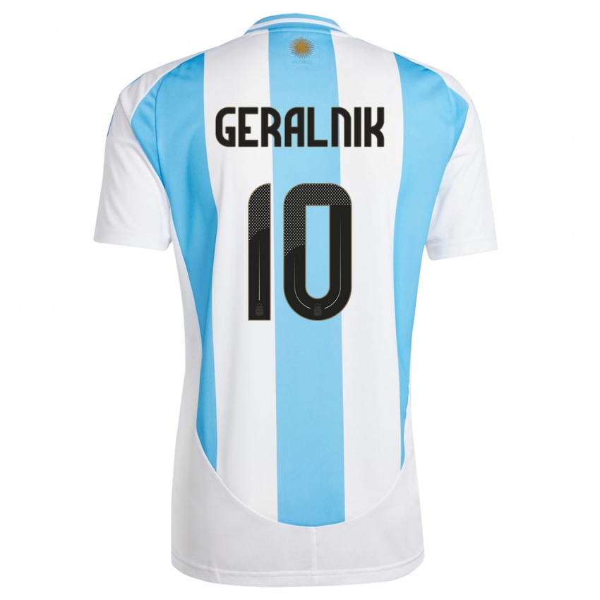 Niño Camiseta Argentina Tiago Geralnik #10 Blanco Azul 1ª Equipación 24-26 La Camisa Perú