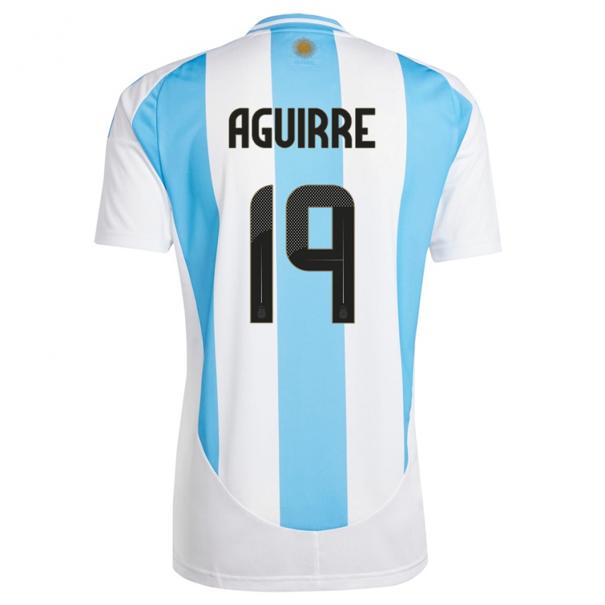 Niño Camiseta Argentina Brian Aguirre #19 Blanco Azul 1ª Equipación 24-26 La Camisa Perú