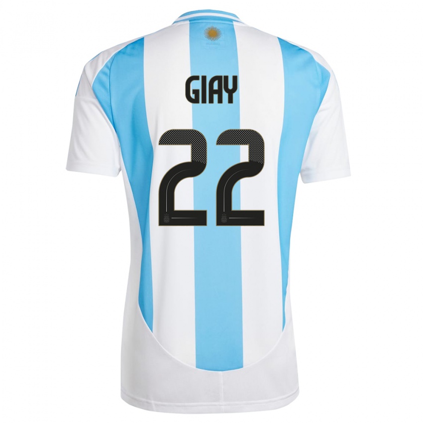 Niño Camiseta Argentina Agustin Giay #22 Blanco Azul 1ª Equipación 24-26 La Camisa Perú