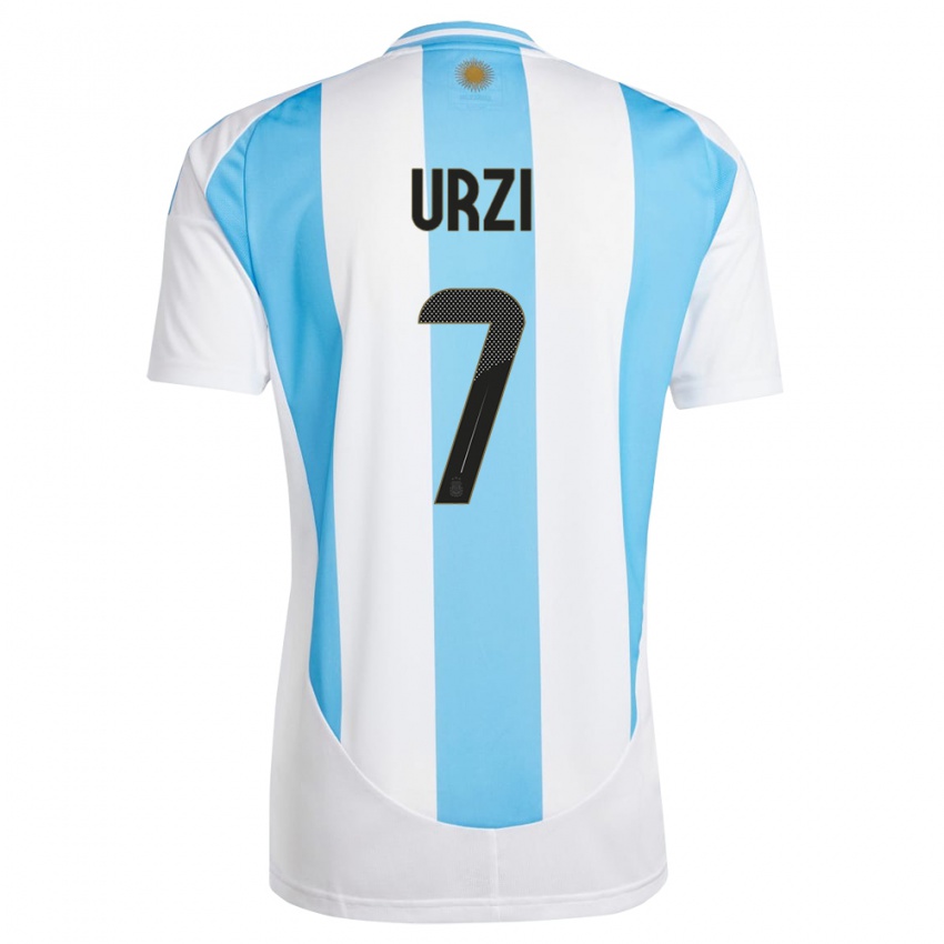 Niño Camiseta Argentina Agustin Urzi #7 Blanco Azul 1ª Equipación 24-26 La Camisa Perú