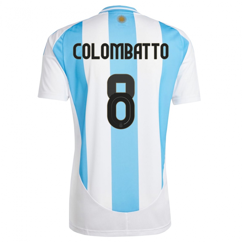 Niño Camiseta Argentina Santiago Colombatto #8 Blanco Azul 1ª Equipación 24-26 La Camisa Perú