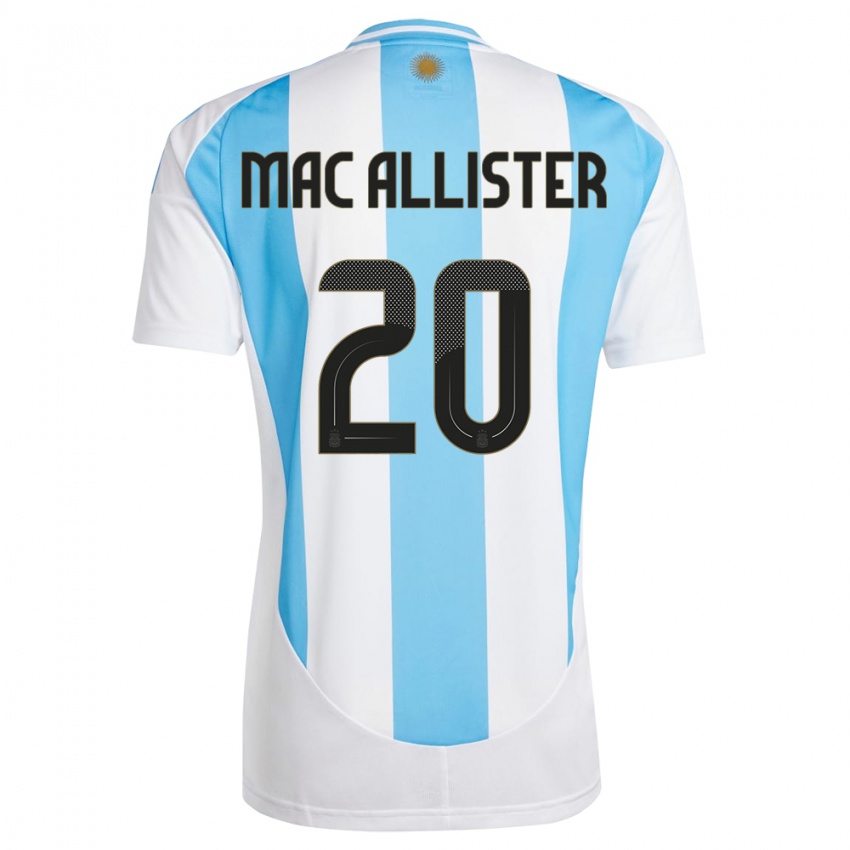 Niño Camiseta Argentina Alexis Mac Allister #20 Blanco Azul 1ª Equipación 24-26 La Camisa Perú