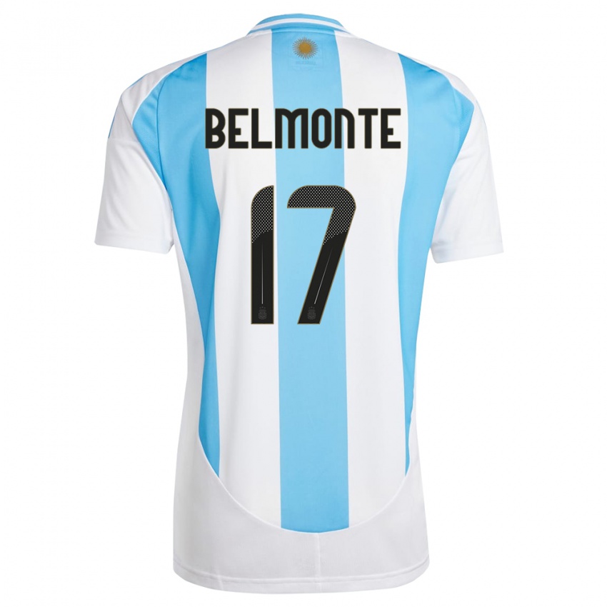 Niño Camiseta Argentina Tomas Belmonte #17 Blanco Azul 1ª Equipación 24-26 La Camisa Perú