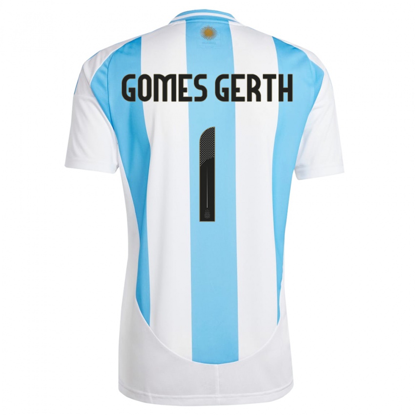 Niño Camiseta Argentina Federico Gomes Gerth #1 Blanco Azul 1ª Equipación 24-26 La Camisa Perú