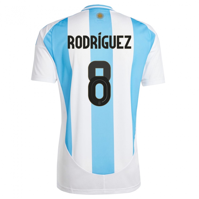 Niño Camiseta Argentina Agustin Rodriguez #8 Blanco Azul 1ª Equipación 24-26 La Camisa Perú