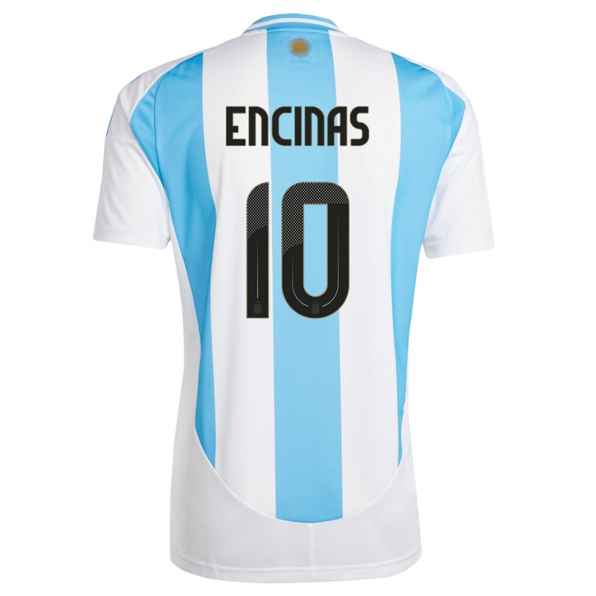 Niño Camiseta Argentina Axel Encinas #10 Blanco Azul 1ª Equipación 24-26 La Camisa Perú