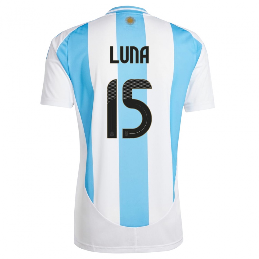 Niño Camiseta Argentina Alex Luna #15 Blanco Azul 1ª Equipación 24-26 La Camisa Perú