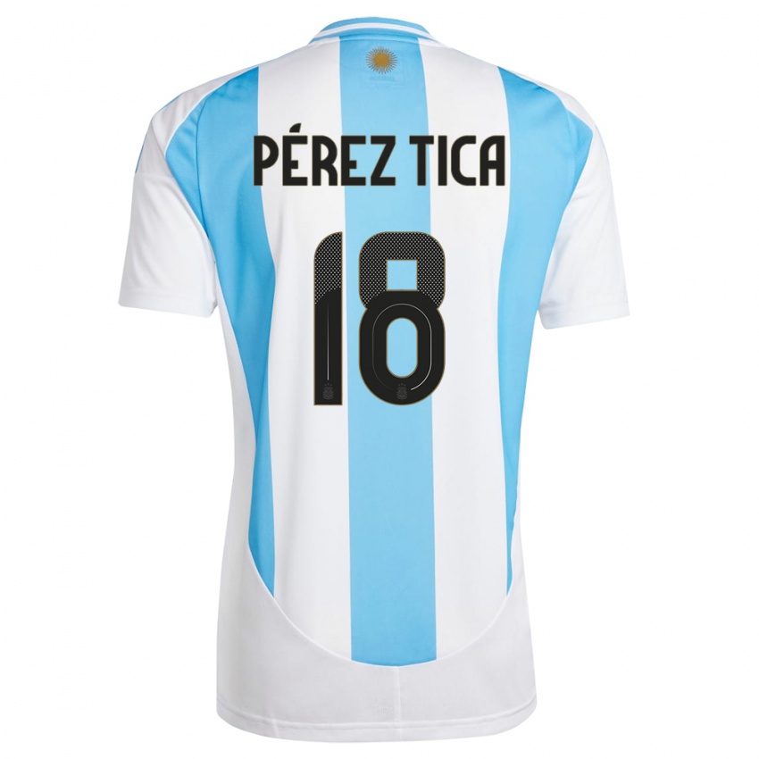 Niño Camiseta Argentina Jeremias Perez Tica #18 Blanco Azul 1ª Equipación 24-26 La Camisa Perú