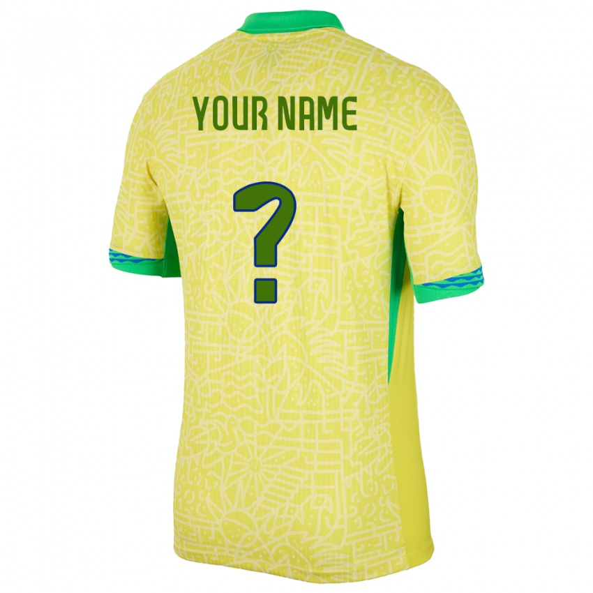 Niño Camiseta Brasil Su Nombre #0 Amarillo 1ª Equipación 24-26 La Camisa Perú