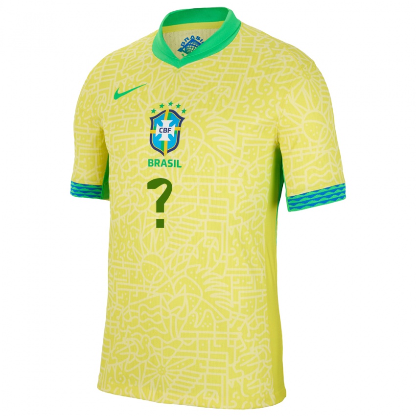 Niño Camiseta Brasil Su Nombre #0 Amarillo 1ª Equipación 24-26 La Camisa Perú