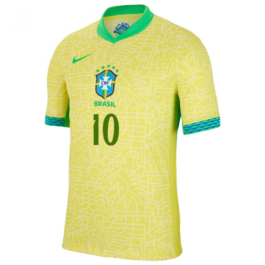 Niño Camiseta Brasil Neymar #10 Amarillo 1ª Equipación 24-26 La Camisa Perú