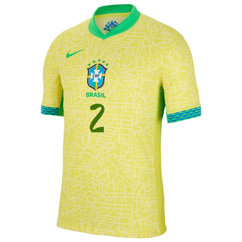 Niño Camiseta Brasil Vinicius Tobias #2 Amarillo 1ª Equipación 24-26 La Camisa Perú