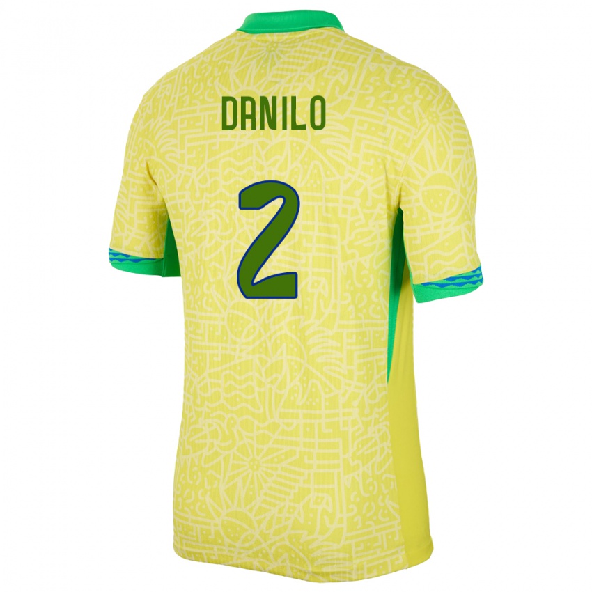 Niño Camiseta Brasil Danilo #2 Amarillo 1ª Equipación 24-26 La Camisa Perú