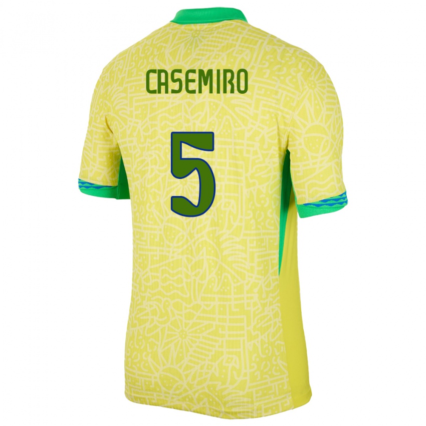 Niño Camiseta Brasil Casemiro #5 Amarillo 1ª Equipación 24-26 La Camisa Perú