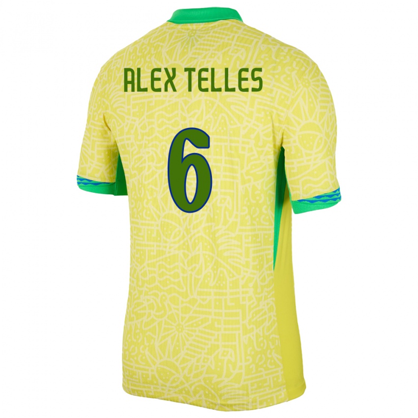 Niño Camiseta Brasil Alex Telles #6 Amarillo 1ª Equipación 24-26 La Camisa Perú