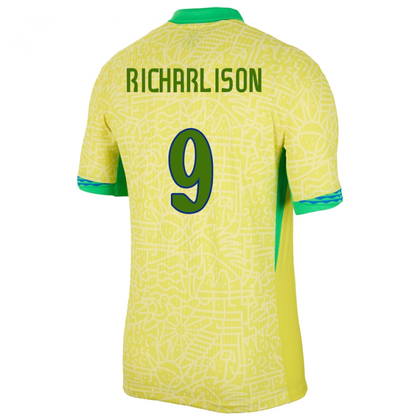 Niño Camiseta Brasil Richarlison #9 Amarillo 1ª Equipación 24-26 La Camisa Perú