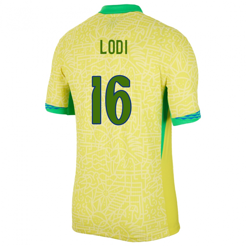 Niño Camiseta Brasil Renan Lodi #16 Amarillo 1ª Equipación 24-26 La Camisa Perú