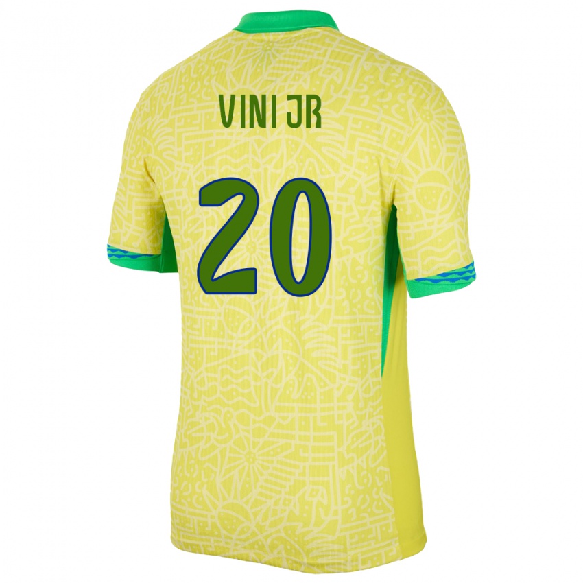 Niño Camiseta Brasil Vinicius Junior #20 Amarillo 1ª Equipación 24-26 La Camisa Perú