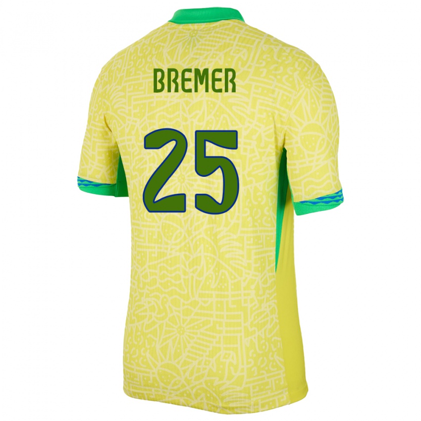 Niño Camiseta Brasil Bremer #25 Amarillo 1ª Equipación 24-26 La Camisa Perú