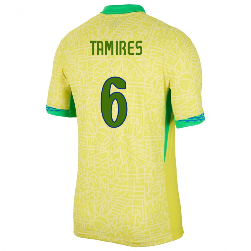 Niño Camiseta Brasil Tamires #6 Amarillo 1ª Equipación 24-26 La Camisa Perú