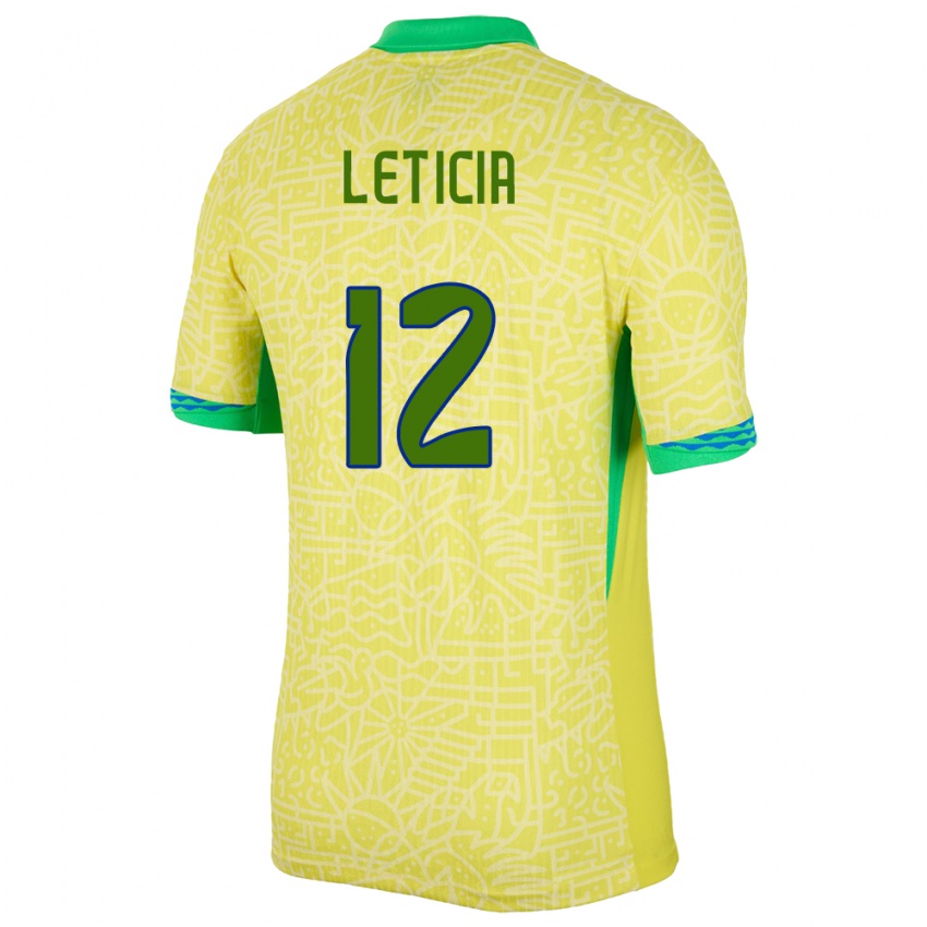 Niño Camiseta Brasil Leticia #12 Amarillo 1ª Equipación 24-26 La Camisa Perú