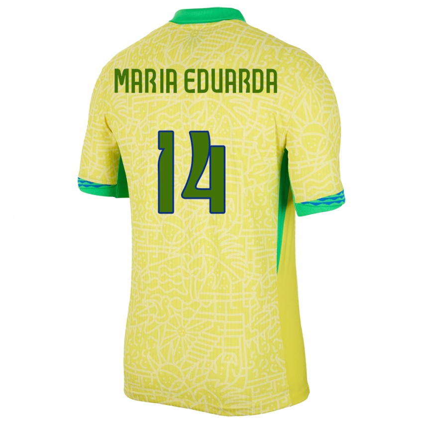 Niño Camiseta Brasil Maria Eduarda #14 Amarillo 1ª Equipación 24-26 La Camisa Perú