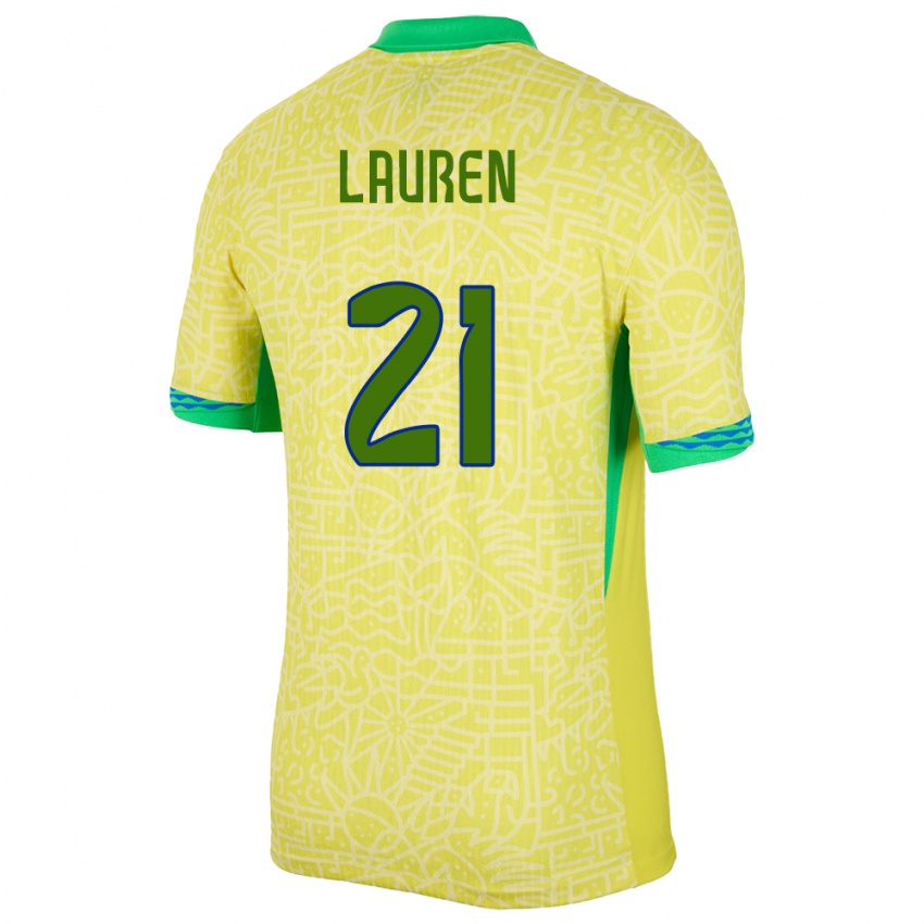 Niño Camiseta Brasil Lauren Costa #21 Amarillo 1ª Equipación 24-26 La Camisa Perú